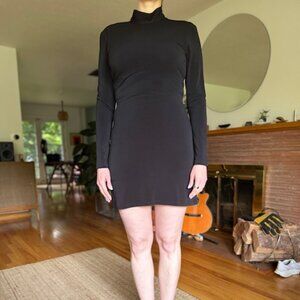 Sexy Robert Palmer Girl Style Mockneck Longsleeve Mini Dress with Buckle